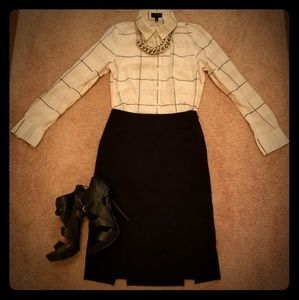 The Limited: White plaid button down sz SP